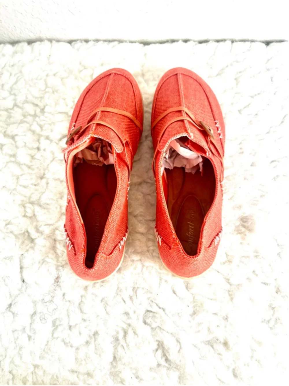 Comfort Ease Maggie Orange Canvas Slip-on Shoes Women Size 11M